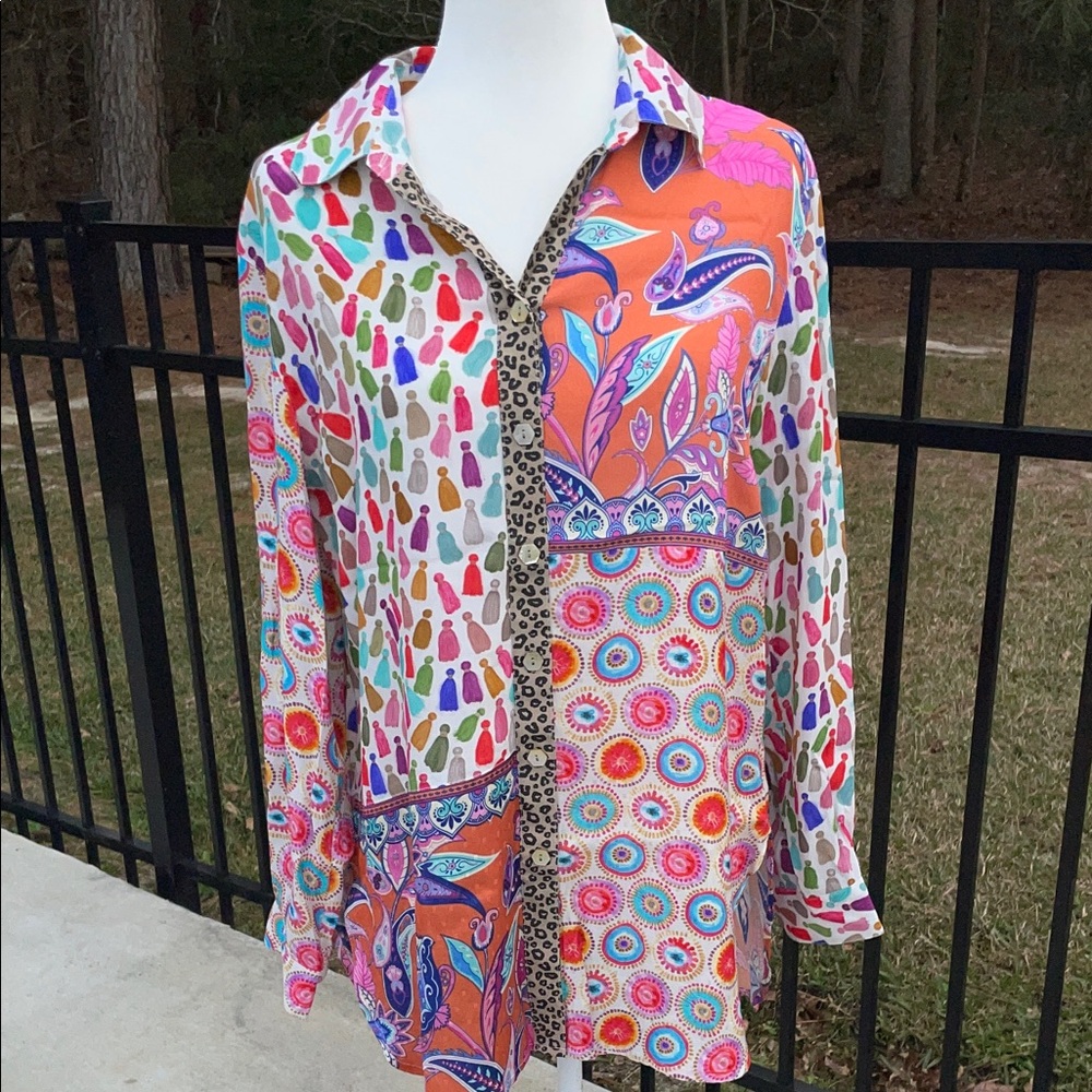 John Mark Colorful Patterned Button Down Shirt - image 6